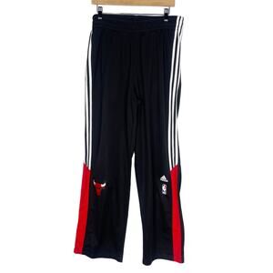 Adidas Mens L Black Chicago Bulls Basketball Triple Stripe Sweatpants Warm Up